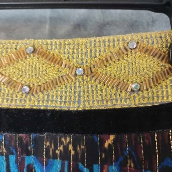 ZBD Design Womens Silk Skirt 12 Multicolor Beaded Ikat Boho Maxi Festival Unique - Picture 7 of 9